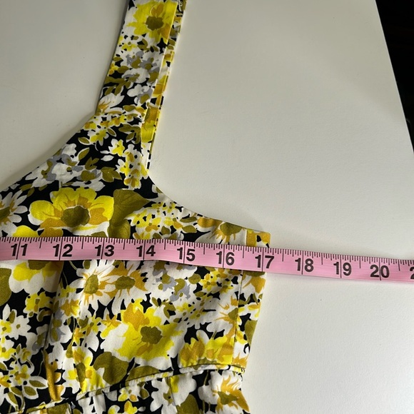 MAGGY LONDON SLEEVELESS COTTON FITTED BUST YELLOW/BLACK FLORAL DRESS SZ 10 - Picture 11 of 15